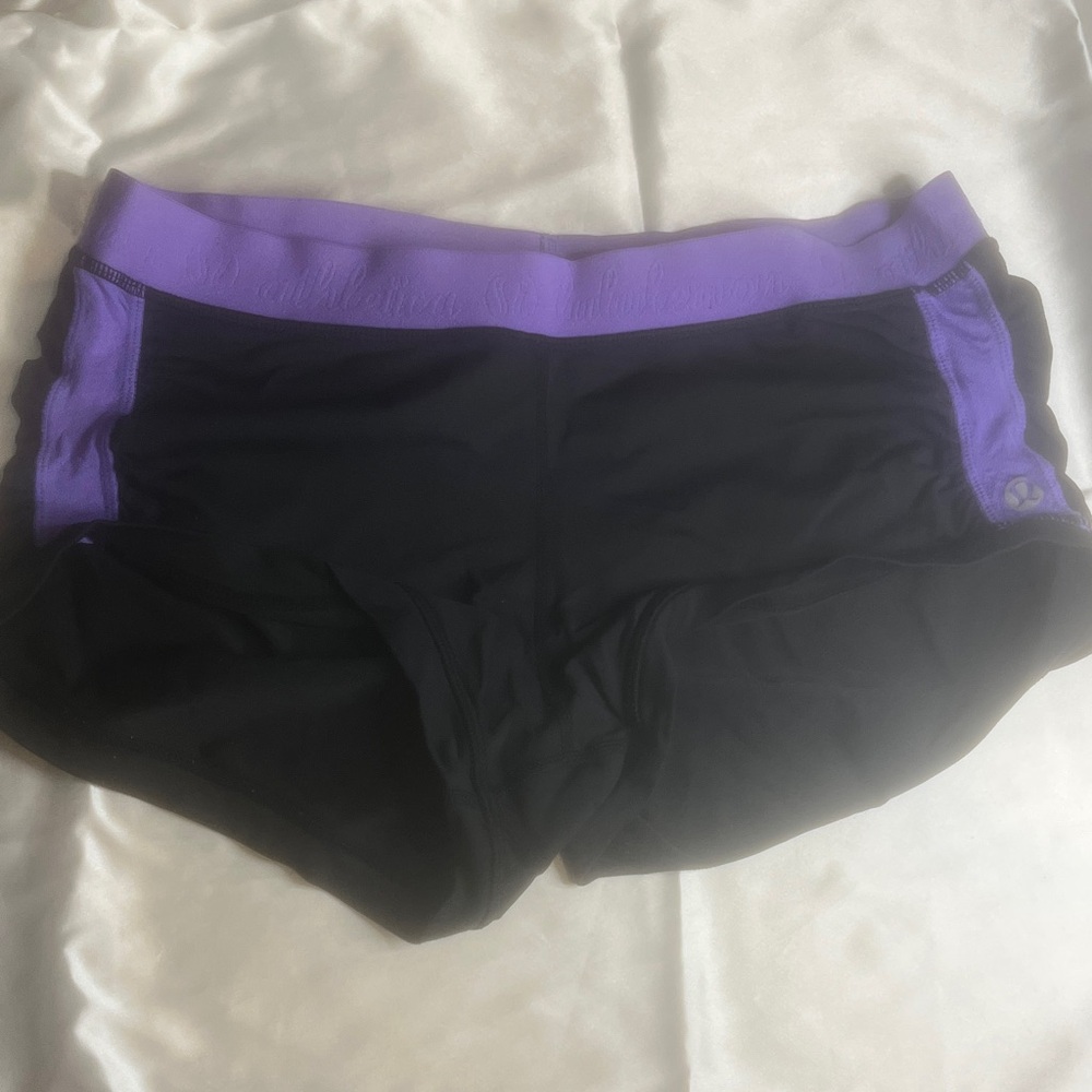 Lululemon Black and Purple Hot Yoga Shorts
